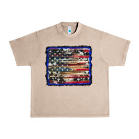 French Oak american flag with cowhide background Urban Heavy Tee - RanaPortraitStore