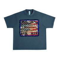 Midnight Navy american flag with cowhide background Urban Heavy Tee - RanaPortraitStore