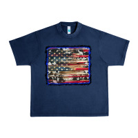 Navy american flag with cowhide background Urban Heavy Tee - RanaPortraitStore