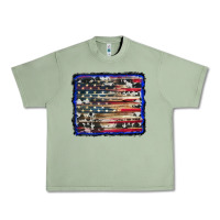 Oil Green american flag with cowhide background Urban Heavy Tee - RanaPortraitStore