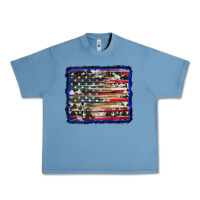 Pebble Blue american flag with cowhide background Urban Heavy Tee - RanaPortraitStore