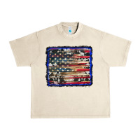 American Flag With Cowhide Background Urban Heavy Tee | Teevron