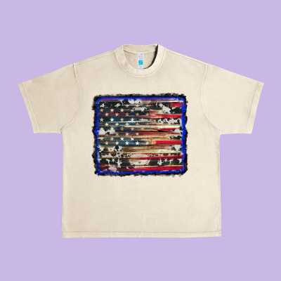 American Flag With Cowhide Background Urban Heavy Tee Designed By Ranaportraitstore