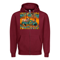 Burgundy farm animals truck Zipper Hoodie - Jasminsmagicworld
