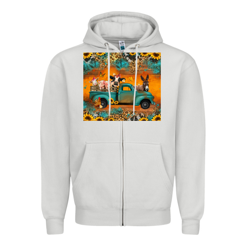 Farm Animals Truck Zipper Hoodie by Jasminsmagicworld | Teevron