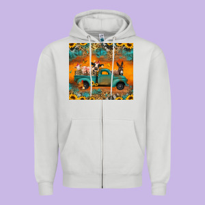 Farm Animals Truck Zipper Hoodie Designed By Jasminsmagicworld