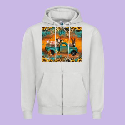 Farm Animals Truck Zipper Hoodie Designed By Jasminsmagicworld