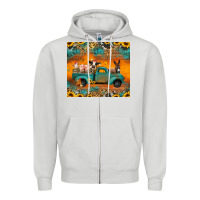Dove Grey farm animals truck Zipper Hoodie - Jasminsmagicworld