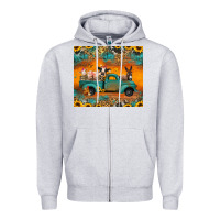 Heather Grey farm animals truck Zipper Hoodie - Jasminsmagicworld