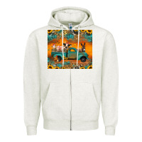 Oatmeal Heather farm animals truck Zipper Hoodie - Jasminsmagicworld
