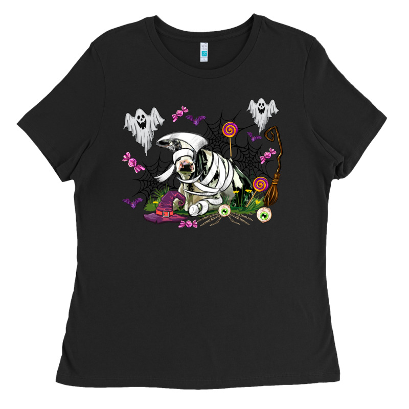Halloween Cow And Ghosts Ladies Tee by AdoDesignShop | Teevron