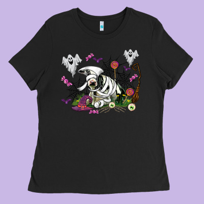 Halloween Cow And Ghosts Ladies Tee Designed By Adodesignshop