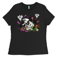 Black halloween cow and ghosts Ladies Tee - AdoDesignShop
