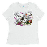 White halloween cow and ghosts Ladies Tee - AdoDesignShop
