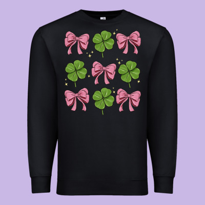 Coquette Bow Clover St. Patrick's Day Premium Sweatshirt Designed By Maliassmallbusiness