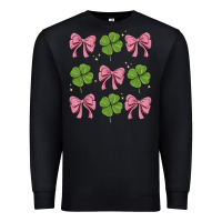Black coquette bow clover st. patrick's day Premium Sweatshirt - MaliasSmallBusiness