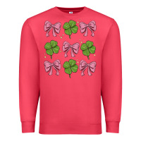 Cardinal coquette bow clover st. patrick's day Premium Sweatshirt - MaliasSmallBusiness
