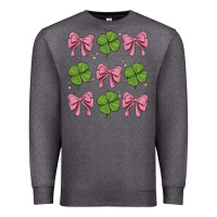 Charcoal Heather coquette bow clover st. patrick's day Premium Sweatshirt - MaliasSmallBusiness