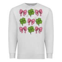 Dove Grey coquette bow clover st. patrick's day Premium Sweatshirt - MaliasSmallBusiness