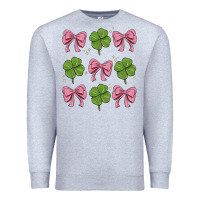 Heather Grey coquette bow clover st. patrick's day Premium Sweatshirt - MaliasSmallBusiness