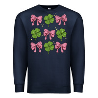 Navy coquette bow clover st. patrick's day Premium Sweatshirt - MaliasSmallBusiness