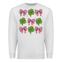 Oatmeal Heather coquette bow clover st. patrick's day Premium Sweatshirt - MaliasSmallBusiness