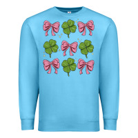 Ocean Blue coquette bow clover st. patrick's day Premium Sweatshirt - MaliasSmallBusiness