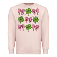 Pale Pink coquette bow clover st. patrick's day Premium Sweatshirt - MaliasSmallBusiness