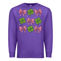 Purple coquette bow clover st. patrick's day Premium Sweatshirt - MaliasSmallBusiness