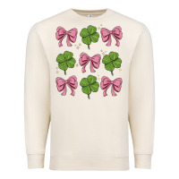 Sandshell coquette bow clover st. patrick's day Premium Sweatshirt - MaliasSmallBusiness