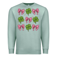 Seafoam coquette bow clover st. patrick's day Premium Sweatshirt - MaliasSmallBusiness