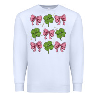 White coquette bow clover st. patrick's day Premium Sweatshirt - MaliasSmallBusiness