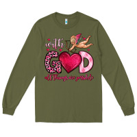 Army Green with god all things are possible Long Sleeve Tee - OliviaCreatesArt