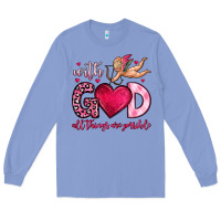 Colony Blue with god all things are possible Long Sleeve Tee - OliviaCreatesArt