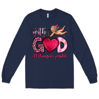 Navy with god all things are possible Long Sleeve Tee - OliviaCreatesArt