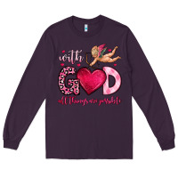 Plum with god all things are possible Long Sleeve Tee - OliviaCreatesArt