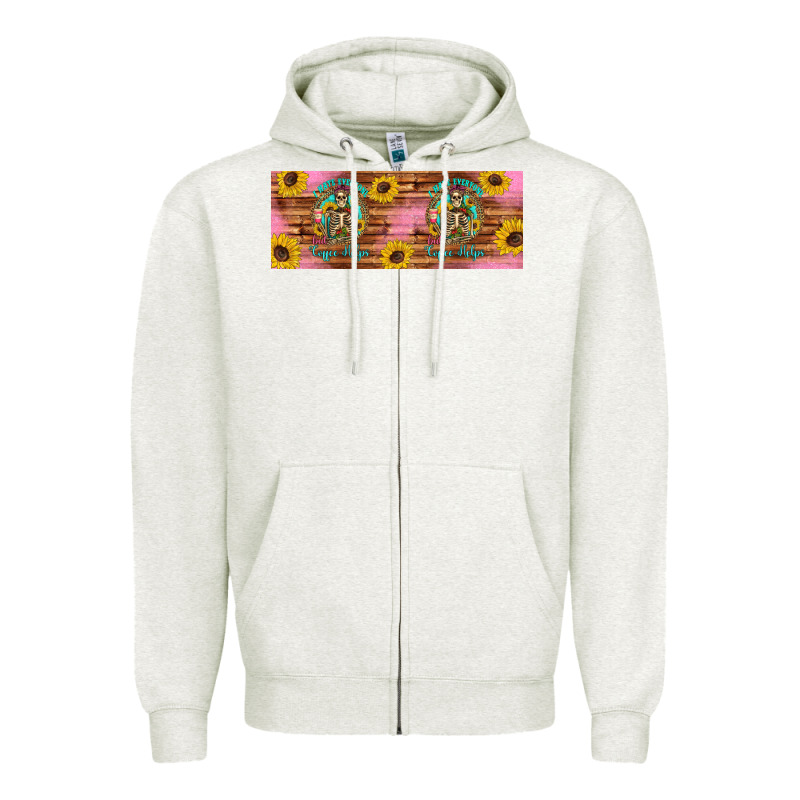 I Hate Everyone But Coffee Helps Western Skeleton Coffee Mug 11 Oz Zipper Hoodie by Artiststas | Teevron