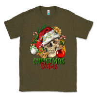 Army Green Christmas Vibes Human Skull Classic Tee - FaDigitalArtStudio