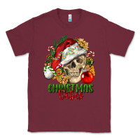 Burgundy Christmas Vibes Human Skull Classic Tee - FaDigitalArtStudio