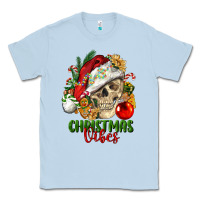 Dusty Blue Christmas Vibes Human Skull Classic Tee - FaDigitalArtStudio