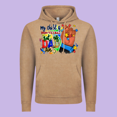 Vintage Hoodie my child is non verbal but his dad aint afro hand