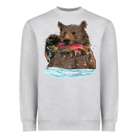 Heather Grey mama bear haunting fish Heavyweight Sweatshirt - RanaPortraitStore
