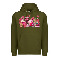 Army Green pink gingerbread coffee Premium Hoodie - MaliasSmallBusiness