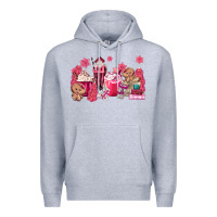 Heather Grey pink gingerbread coffee Premium Hoodie - MaliasSmallBusiness