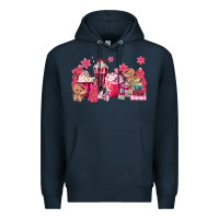 Navy pink gingerbread coffee Premium Hoodie - MaliasSmallBusiness