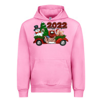 Fuchsia Pink happy new year 2022 christmas truck with american flag Urban Hoodie - Jasminsmagicworld