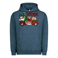 Pigment Midnight Navy happy new year 2022 christmas truck with american flag Urban Hoodie - Jasminsmagicworld