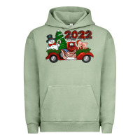 Pigment Oil Green happy new year 2022 christmas truck with american flag Urban Hoodie - Jasminsmagicworld