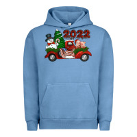 Pigment Pebble Blue happy new year 2022 christmas truck with american flag Urban Hoodie - Jasminsmagicworld