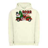Pigment Pistachio happy new year 2022 christmas truck with american flag Urban Hoodie - Jasminsmagicworld